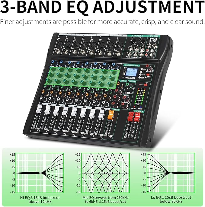 XTUGA 8 Channel Audio Mixer Sound Board Mixing Console, Audio Interface PC USB - Image 6