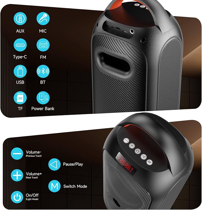 Portable Bluetooth Speaker 120dB Loud - Image 7