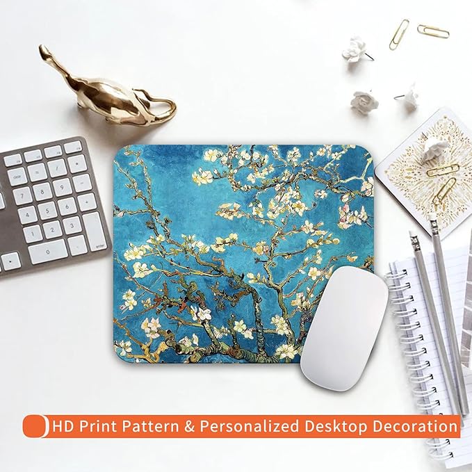 Square Mouse Pad Apricot Flower, Personalized Premium-Textured Custom Mouse Mat - Image 6
