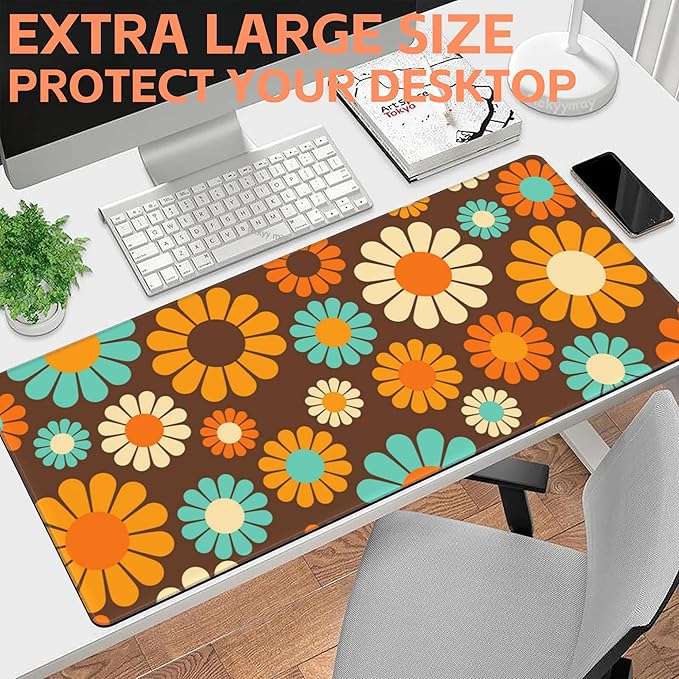 Mouse Pad Large Retro Flower Non-Slip Game Desk Mat - Image 6