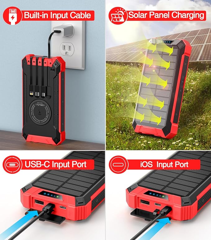 GOODaaa Power Bank Wireless Charger 36000mAh Built in 4 Cables Six Outputs 15W - Image 4