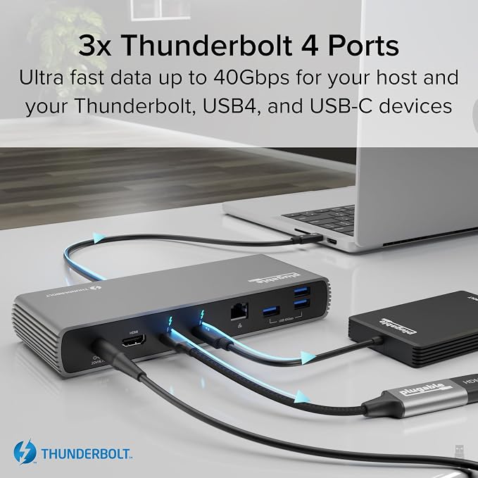Plugable Thunderbolt 4 Dock for Dual 4K or 8K Display – 100W Charging Docking - Image 6