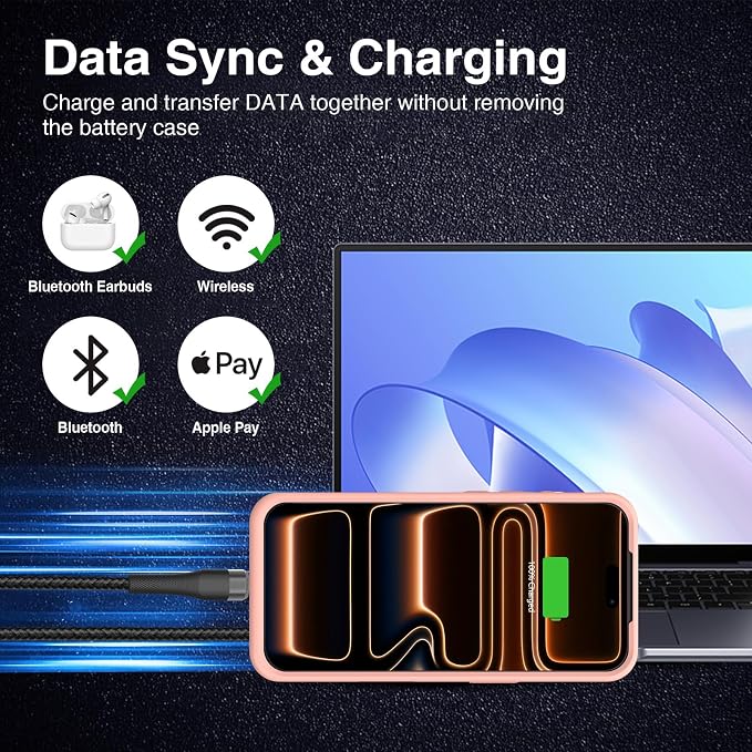 GIN FOXI Battery Case for iPhone 17 Pro, Charging Case Charger 8500mAh - Image 4