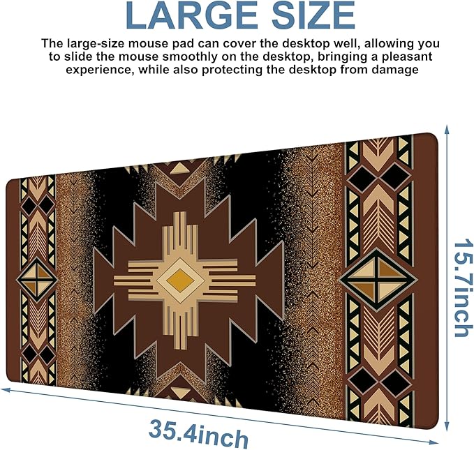 Large Mouse Pad Aztec Pattern Gaming Desk Pad Computer Keyboard Non-Slip - Image 3