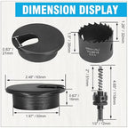 2" Black Desk Grommet with Bi-Metal Hole Saw, JTemgle Plastic Cable Hole Cover - Image 4