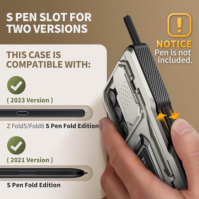 TONGATE for Z Fold 6 Case with Ring Stand, Built-in S Pen Holder & Glass Screen - Image 5