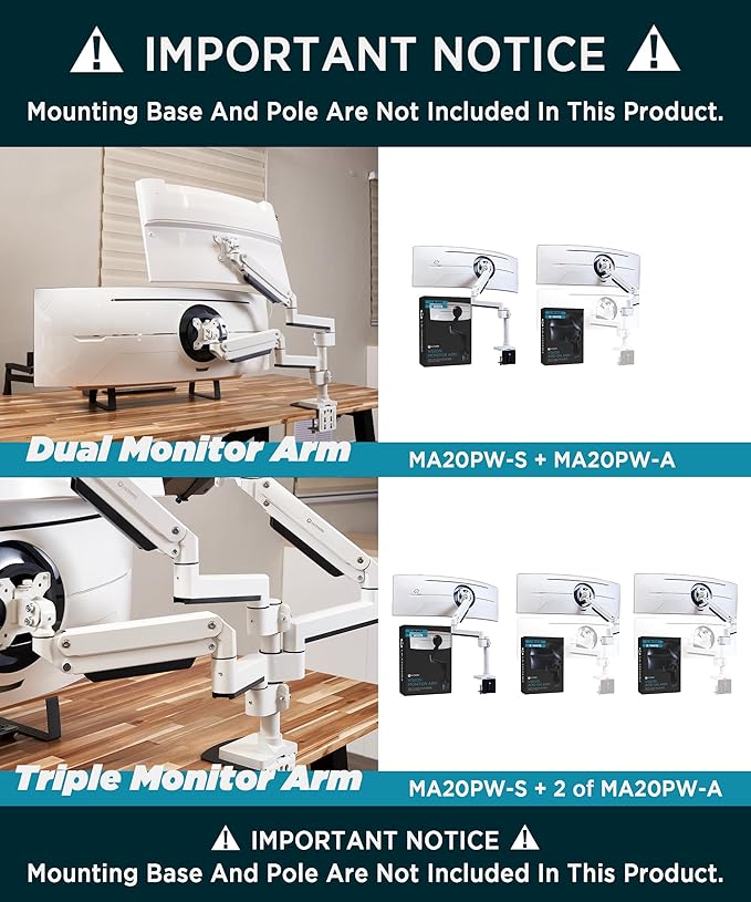 Heavy Duty Extension Arm Dual 49" Vertical Stacked Monitor Mount Height - Image 6