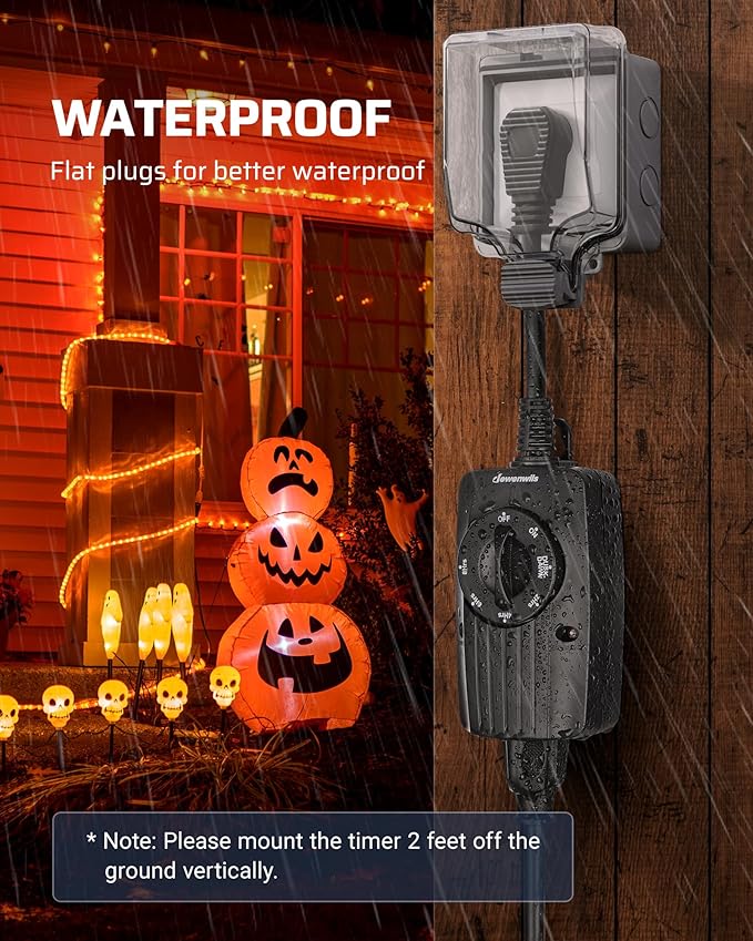 DEWENWILS Outdoor Light Timer Dusk to Dawn, Weatherproof, Plug in Timer - Image 3
