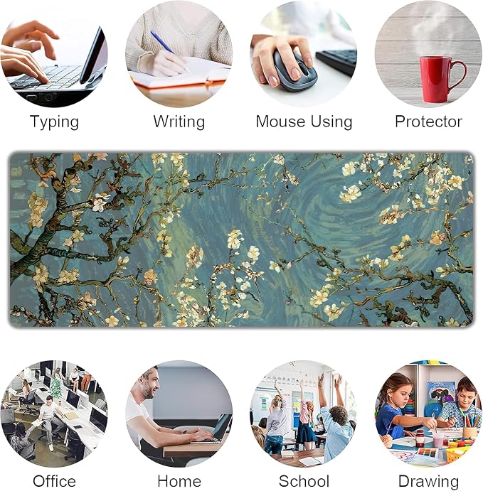 Almond Blossoms Large Mouse Pad, Gaming Keyboard Desk Pad, Extended Mouse Mat - Image 7