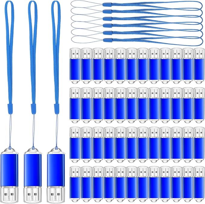 Hoteam 50 Pack USB 2.0 Flash Drives Bulk Blue Portable Thumb Drive by Hoteam