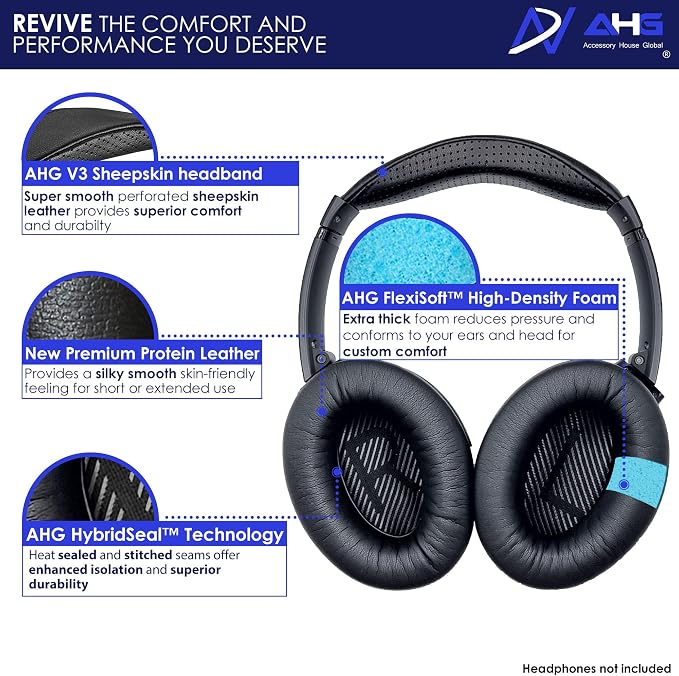 Replacement QC35 / QC35 ii earpads and QC35 Headband / QC35 ii Headband V3 pad - Image 3