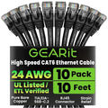 GEARit Cat 6 Ethernet Cable Pack – 10-Pack 10 ft Cat6 Ethernet Patch Cables | by GEARit