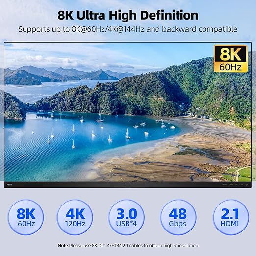 KVM Switch 3 Monitors 3 Computers 8K@60Hz 4K@144Hz, HDMI Dispalyport Triple - Image 4
