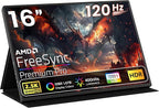 Portable Gaming Monitor 16 Inch QHD 2.5K 2560X1600 16:10 120 Hz Free-Sync 100% by Upperizon