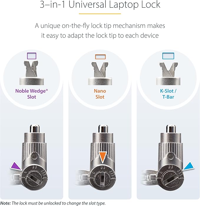 StarTech.com 25-Pack Universal Laptop Lock 6.6ft, Master Keyed Security Cable - Image 4