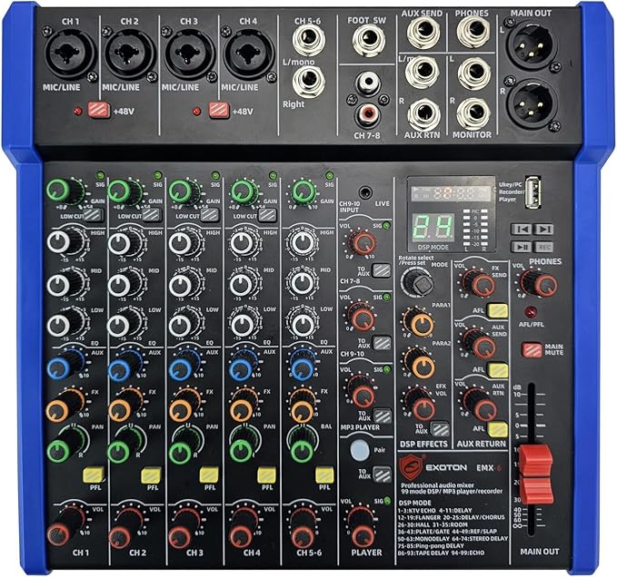 EXOTON Professional Audio Mixer Console, 6 Channel by EXOTON