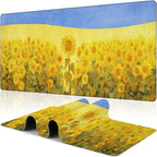 Field of Sunflowers Desk Mat, Large Sunflower Oil Painting Gaming Keyboard by NIYLYNSYN