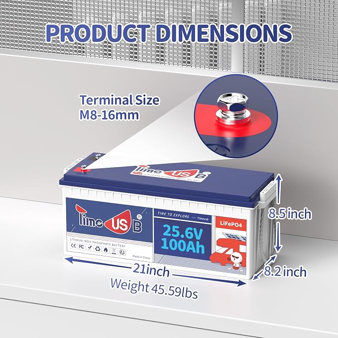24V 100Ah LiFePO4 Battery, 2.56kWh Lithium Battery, Built-in 100A BMS, 10-Year - Image 3