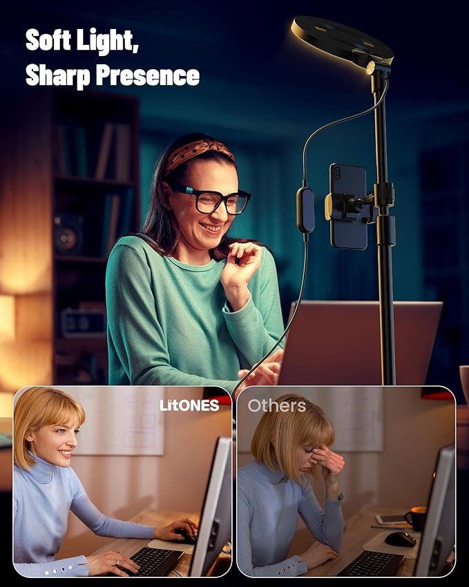 Desk Ring Light with Stand, Adjustable Desktop Light with Phone Holder - Image 2