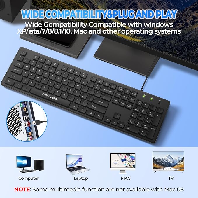 Wired Computers Keyboard with Cover Comfortable Hand Feel, Laser Engraved - Image 7