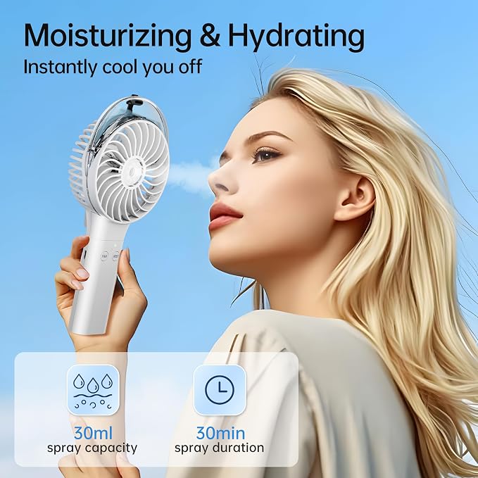 PANERGY Handheld Misting Fan – Rechargeable Battery Operated, Handheld Personal - Image 2