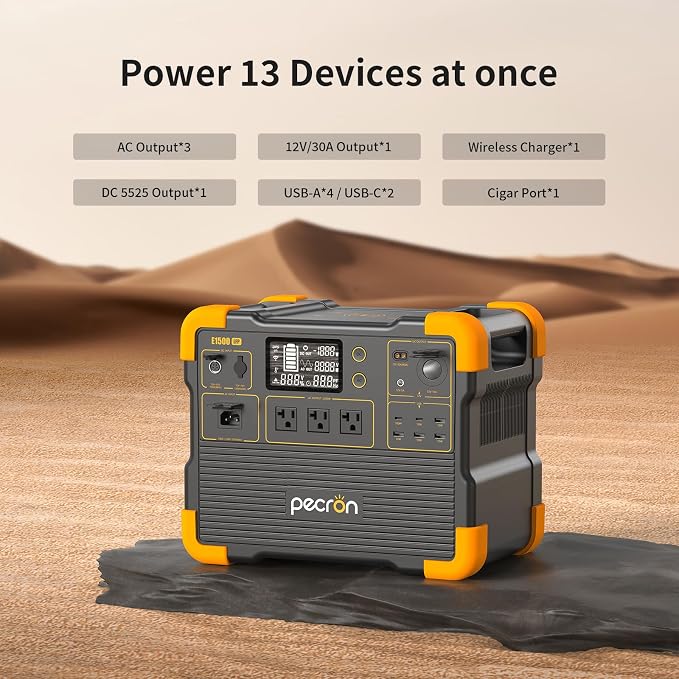 pecron Portable Power Station, E1500LFP Solar Generator 1536Wh, 2200W LiFePO4 - Image 4