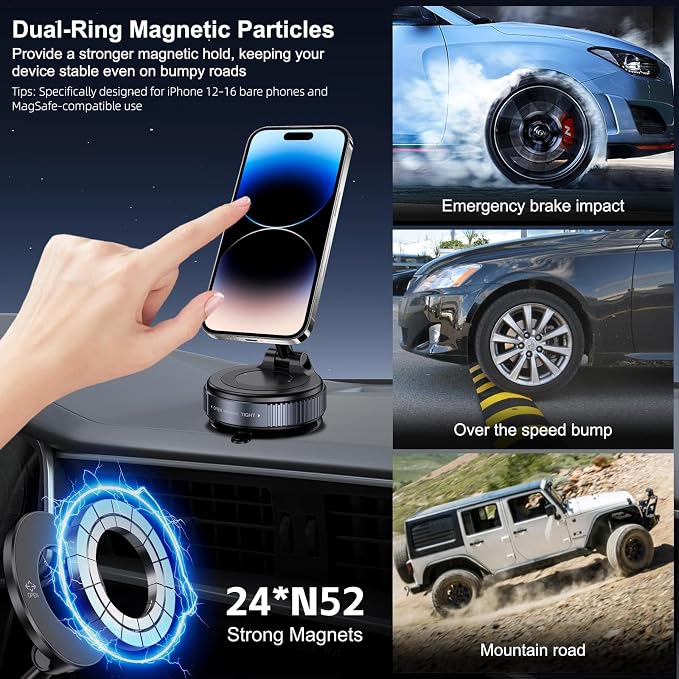 Vacuum Magnetic Suction Phone Holder, Foldable and Retractable Hands-Free - Image 4