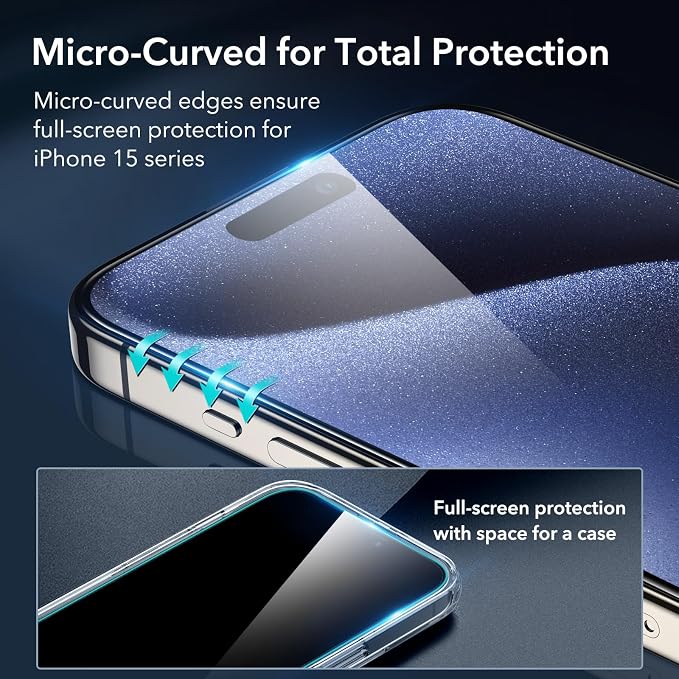 ESR 3+1 Pack for iPhone 15 Pro Max Screen Protector, Full Coverage Ultra-tough - Image 3