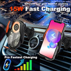 Wireless Car Charger, Cell Phone Car Mount 15W Fast Charging Auto Clamping - Image 3