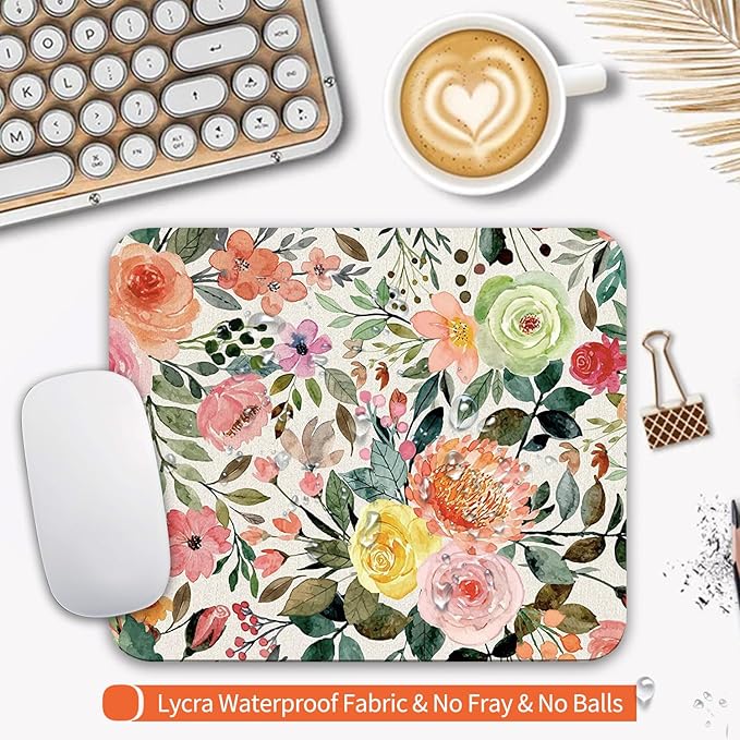 Square Mouse Pad Watercolour Floral, Personalized Premium-Textured Custom Mouse - Image 3