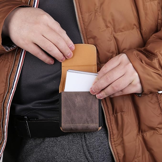 Universal Phone Holster Phone Pouch Case Belt Clip Belt Loops Card Slot Faux - Image 8