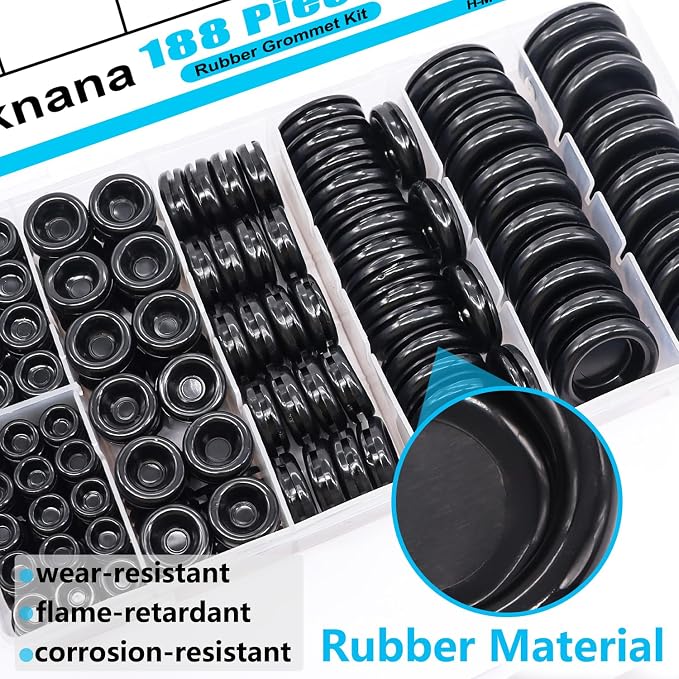Rubber Grommet Kit Closed Firewall Grommet 7 Sizes 7/25" 3/8" 1/2" 5/8" 3/4" - Image 3