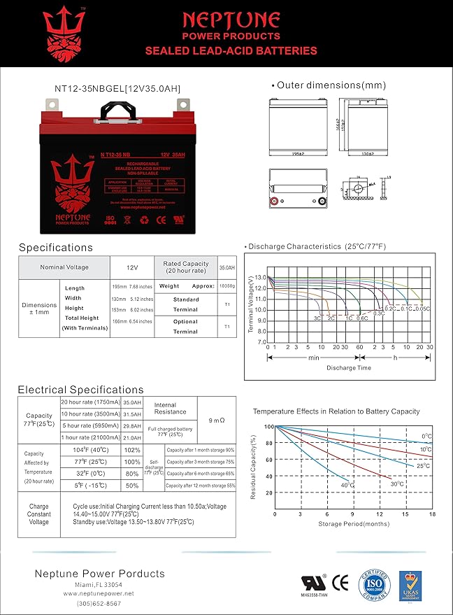 NT-12-35 NB 12V 35AH U1 Deep Cycle AGM Solar Battery Replaces 33Ah, 36Ah Brand - Image 9