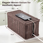 Large Cable Management Box, Handwoven Imitation Rattan Cord Organizer Cord - Image 2