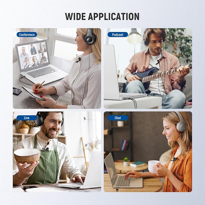 NEEWER USB Lapel Microphone, Plug & Play Mini Omnidirectional Clip On Lavalier - Image 9