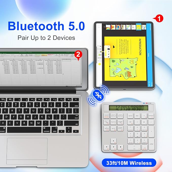 2-in-1 Wireless Number Pad & Calculator, 34-Key Portable Number Pad - Image 2