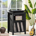 Record Player Stand with Vinyl Record Storage, Large Wood Turntable Stand - Image 2