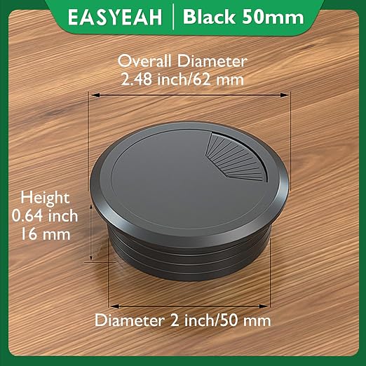 2 Pcs Desk Grommet 2" / 50 mm, Desk Cord Hole Cover, Cable Grommet ABS Plastic - Image 9