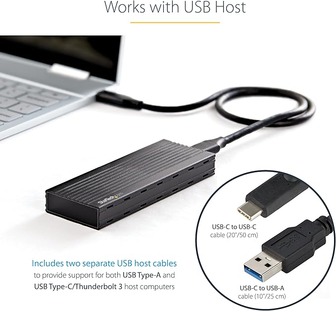 StarTech.com USB-C 10Gbps to M.2 NVMe or M.2 SATA SSD Enclosure, Portable - Image 5