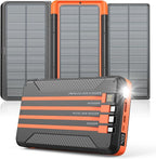 Power Bank Solar Charger 46800mAh Built in 4 Cables 3 Foldable Solar Panels by Jinepin