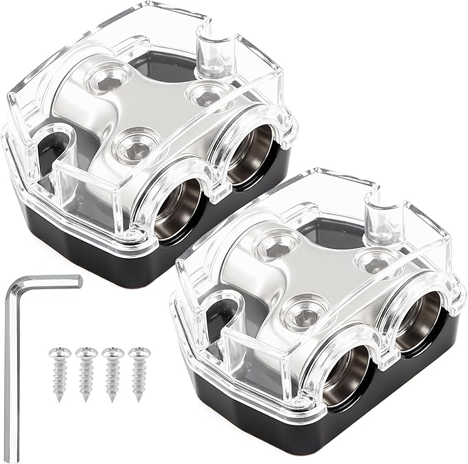 2 Way Power Distribution Block 1x 0 GA in 2X 0 GA Out Circuit Protector by Unknown