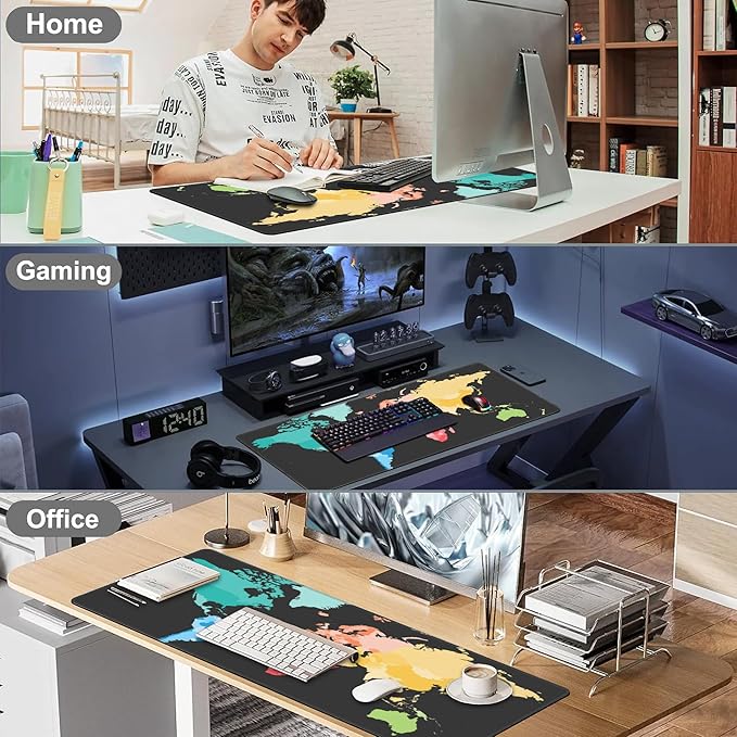 Mouse Pad, Large Colorful World Political Map Desk Mat, Extended Non-Slip - Image 7