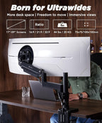 Heavy Duty Monitor Arm for Ultrawide Monitors up to 57" and 44 lbs, Single Desk - Image 2