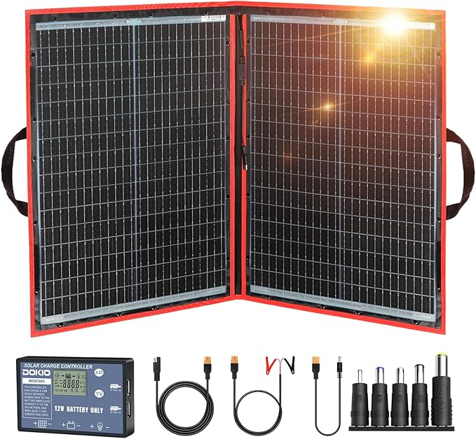DOKIO 100W Portable Foldable Solar Panel Kit, by DOKIO