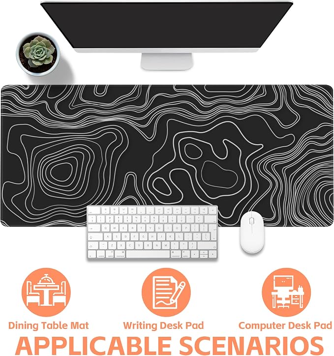 Mouse Pad Large Topographic Map Lines Non-Slip Game Desk Mat - Image 4