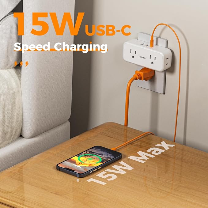 Outlet Extender Surge Protector, TESSAN Multi Plug Splitter - Image 3