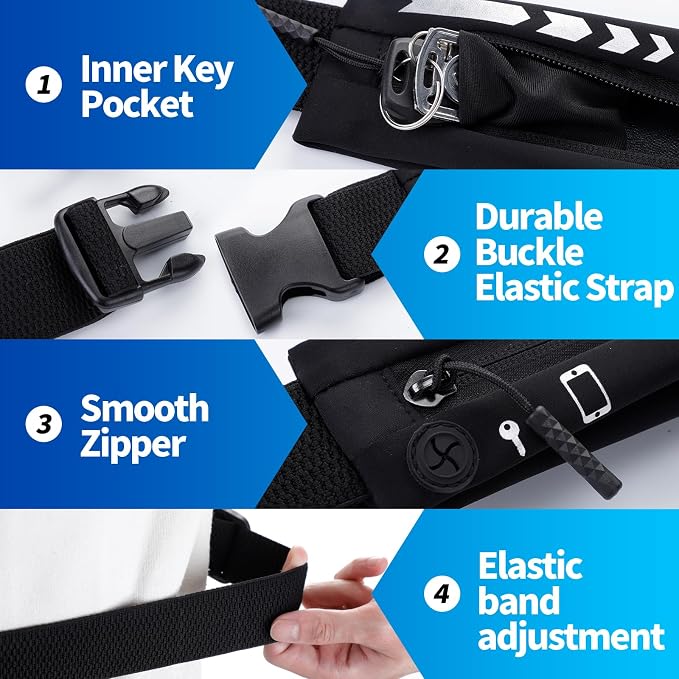 USHAKE Slim Running Belt for Women Men-Runners Phone Holder Fanny Pack - Image 7