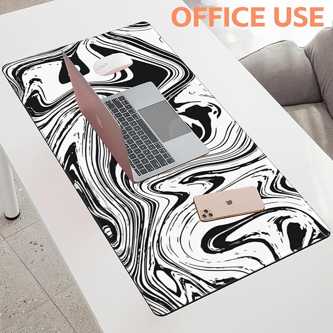 Mouse Pad Large Black and White Fluid Non-Slip Gaming Desk Mat - Image 5