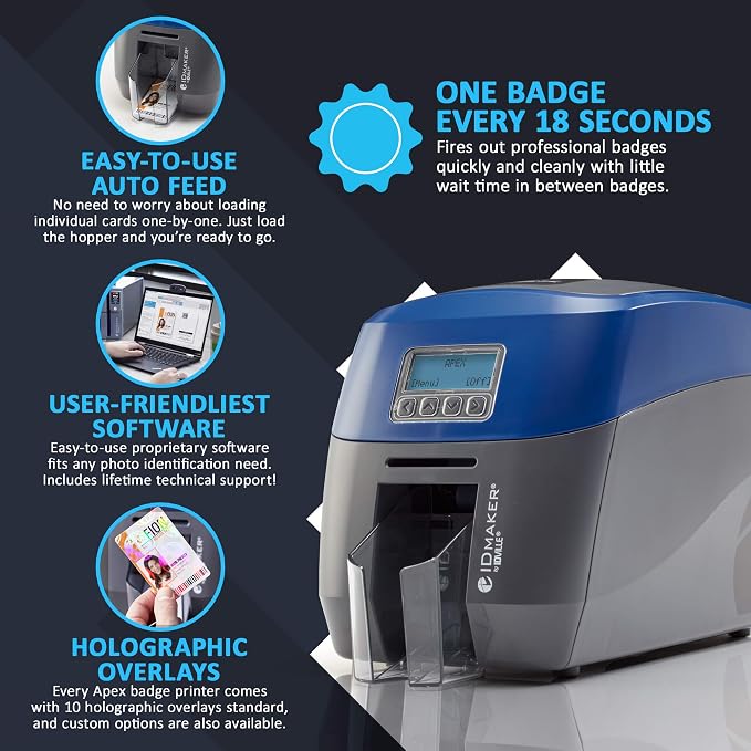 ID Maker Apex 2 Sided Card Printer Machine & Supply Kit - Image 3
