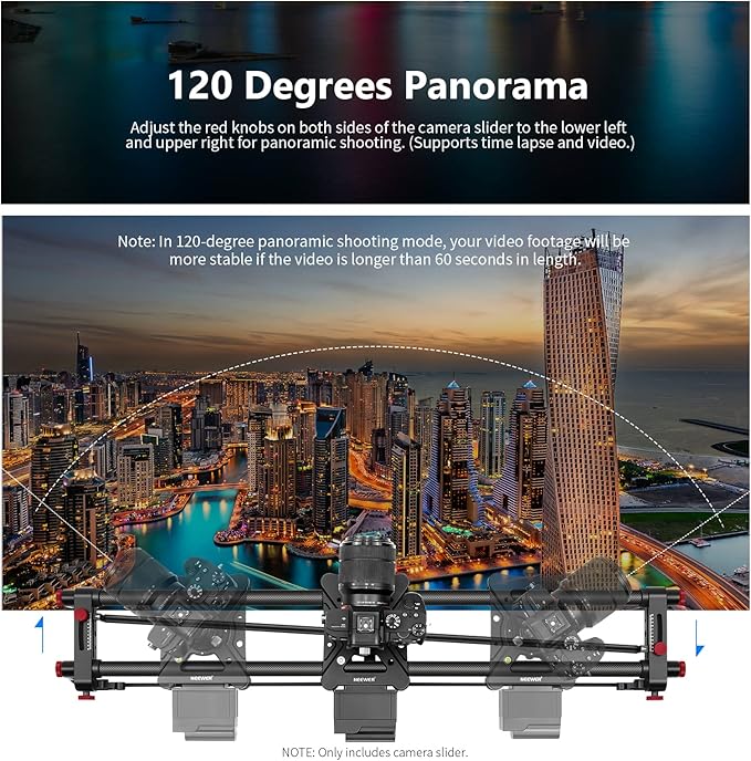 NEEWER 39.4”/100cm Motorized Camera Slider, App Wireless Control Carbon Fiber - Image 4